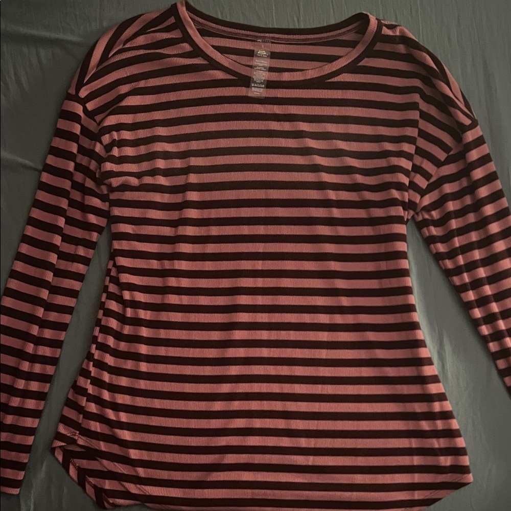 Lou & Grey Black and Pink Striped Long Sleeve Top